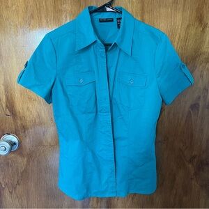 New York & Company Turquoise Short Sleeve Men's Shirt